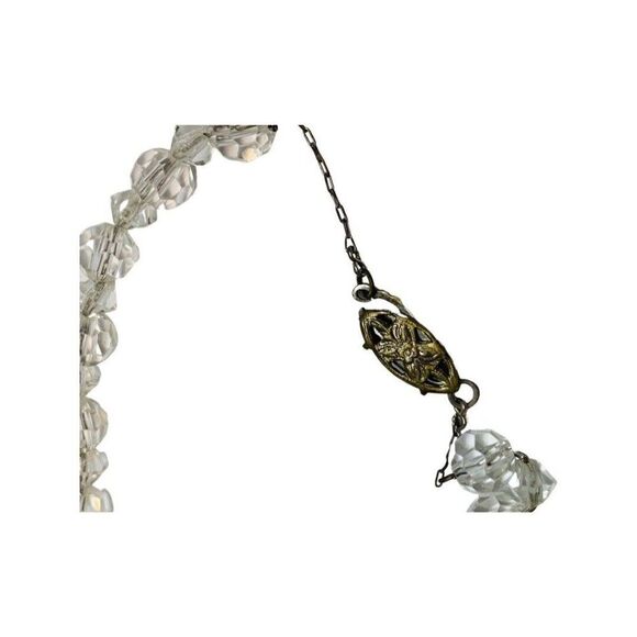 Vintage Crystal Glass Faceted Graduated Beaded Silver Tone Women’s Necklace 18” - Picture 7 of 7